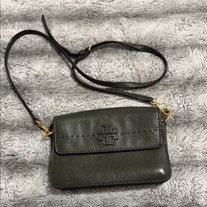 Tory Burch Dark Green Leather Crossbody Bag